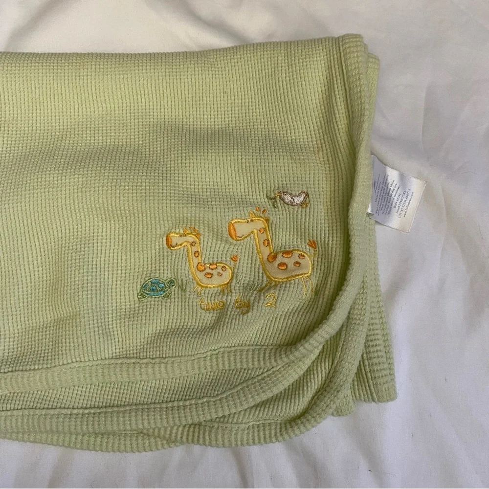 Koala Baby Green Yellow Giraffe Safari Blanket Thermal Waffle Weave Lovey